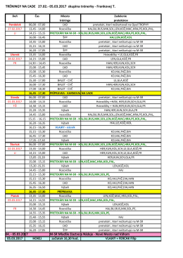 Rozpis tréningov 27.2. - 5.3.2017 p. trénerky T. Frankovej