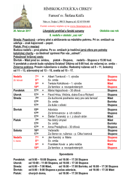 8 nedeľa cez rok 2017 - Rímskokatolícka farnosť Stupava