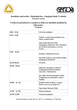 Program semináru - Spojená škola Tvrdošín