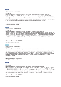 R017938 Spisová znaćka: 34CbR/292/2014 Sro 74524/B