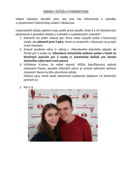 Zmena v súťaži a vyhodnotenie