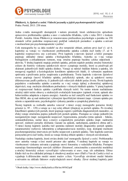Plháková, A. Spánek a snění. Vědecké poznatky a - E