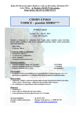 CHORVÁTSKO VODICE - Odborový zväz pracovníkov školstva a