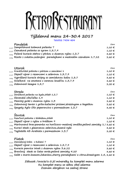 T&yacute;ždenn&eacute; menu - Retro Restaurant&trade; Trenč&iacute;n
