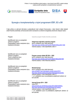 Príloha 6 – Identifikácia synergie a komplementarity - Op-kzp