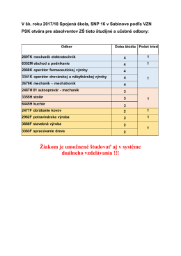 odbory - Spojen&aacute; &scaron;kola Sabinov