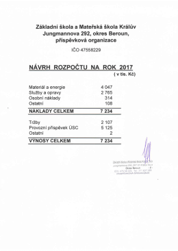 Návrh rozpočtu na rok 2017