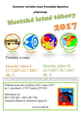 Mestsk&eacute; t&aacute;bory - Centrum voľn&eacute;ho času Považsk&aacute; Bystrica