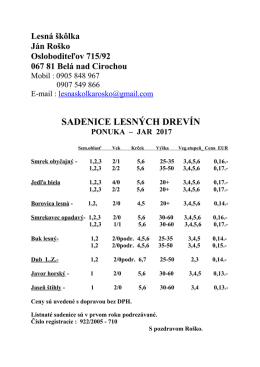 Ponuka saden&iacute;c 2017