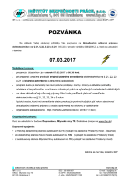Pozv&aacute;nka - in&scaron;tit&uacute;t bezpečnosti pr&aacute;ce