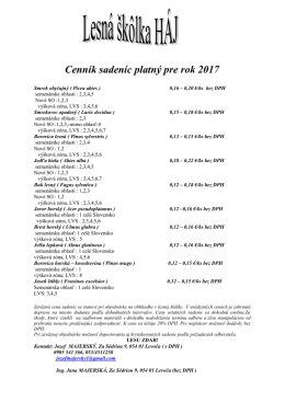 Ponuka sadeníc 2017