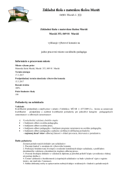 V&yacute;berov&eacute; konanie - soci&aacute;lny pedag&oacute;g