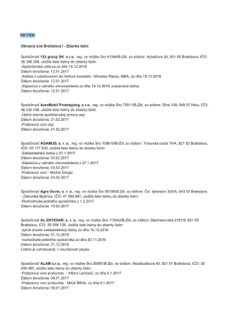 Spoloćnosť ALAM sro, reg. vo vlożke Sro 26897/B.Zbl, so s&iacute;dlom