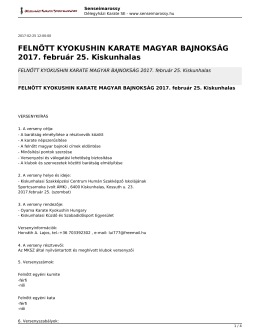 FELNŐTT KYOKUSHIN KARATE MAGYAR BAJNOKSÁG 2017