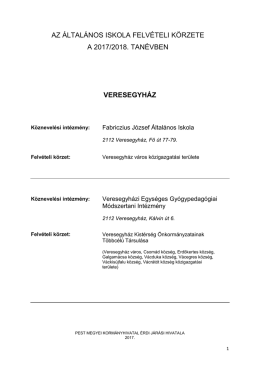 Az &aacute;ltal&aacute;nos iskola felv&eacute;teli k&ouml;rzete a 2017/2018. tan&eacute;vben