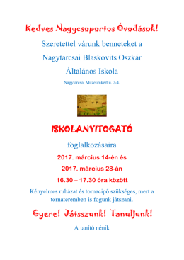 iskolanyitogat&oacute; foglalkoz&aacute;s - Blaskovits Oszk&aacute;r &Aacute;ltal&aacute;nos iskola