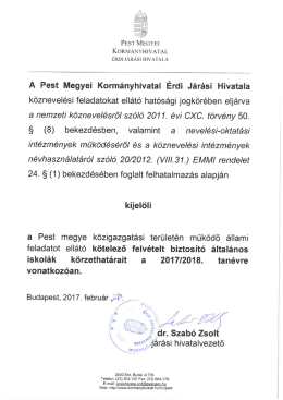 Beiskolázás hirdetmény - Hevesy György Általános Iskola