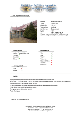 Adatlap let&ouml;lt&eacute;se - Irinkov ingatlan