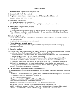 VAPE INVISIBLE szúnyogirtó lap - Országos Epidemiológiai Központ
