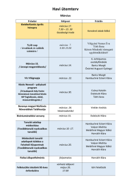 Havi ütemterv 2017. március