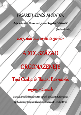 a xix. sz&aacute;zad orgonazen&eacute;je - Pasar&eacute;ti Reform&aacute;tus Gy&uuml;lekezet