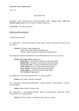 1 J&aacute;szber&eacute;ny V&aacute;ros Polg&aacute;rmestere 3/2017. sz. M E G H &Iacute; V &Oacute;