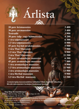 Árlista - SenSpa Masszázs