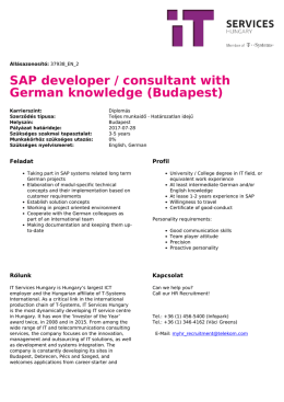 SAP developer / consultant with German knowledge (Budapest)