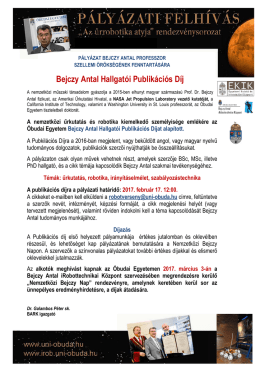 Bejczy Antal Hallgatói Publikációs Díj - Óbudai Egyetem