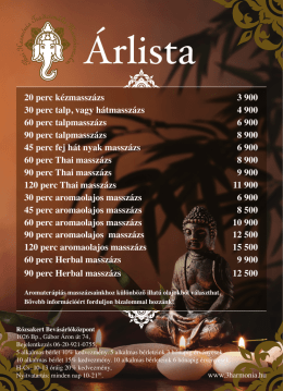 &Aacute;rlista - SenSpa Massz&aacute;zs