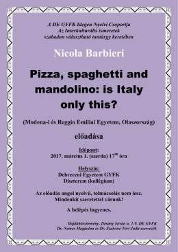 Nicola Barbieri Pizza, spaghetti and mandolino: is Italy only this?