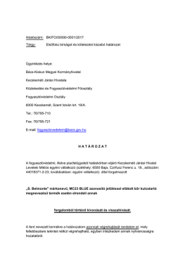 Elsőfokú bírságot és kötelezést kiszabó határozat Ügyintézés helye