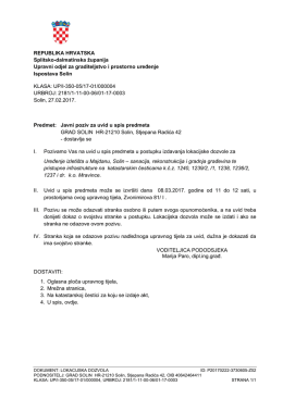Javni poziv za uvid u spis predmeta u postupku izdavanja lokacijske