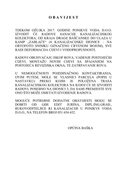 Obavijest - Općina Ba&scaron;ka