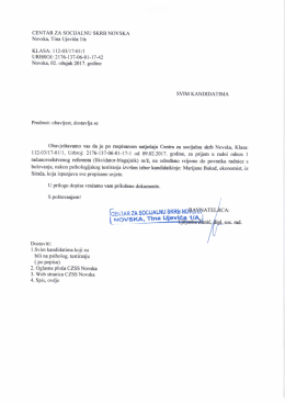 Obavijest o izabranom kandidatu - Centar za socijalnu skrb Novska
