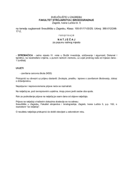 Natječaj za radno mjesto spremačice na FSB-u - FSB-a