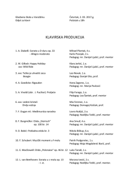 Produkcija Odjela za klavir - Glazbena škola u Varaždinu