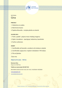 Gina - Tjedan restorana