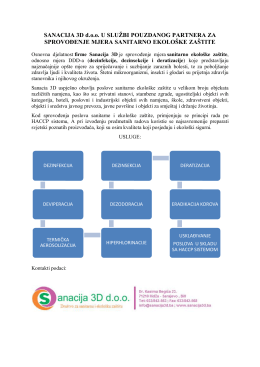 SANACIJA 3D d.o.o. U SLUŽBI POUZDANOG PARTNERA ZA