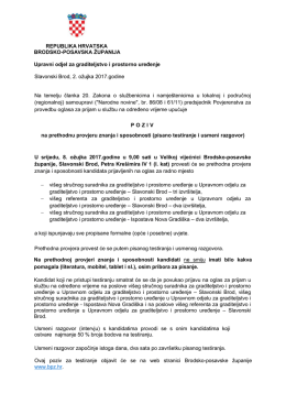 POZIV na prethodnu provjeru znanja i sposobnosti kandidata