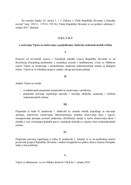 Odluka o osnivanju Vijece za suočavanje s posljedicama vladavine
