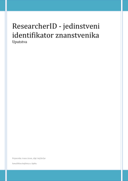 Izrada ResearcherID - Sveučili&scaron;te u Splitu