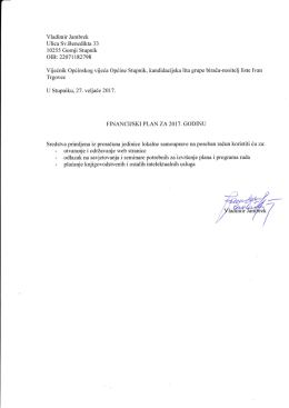 financijski plan za 2017. godinu - Vladimir