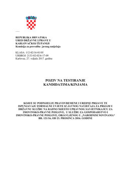 poziv na testiranje kandidatima/kinjama