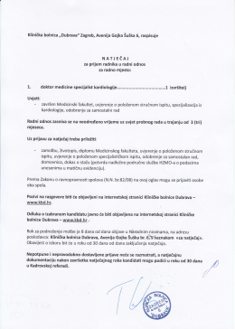 1. doktor medicine specijalist kardiologije............... ........1 izvriitelj