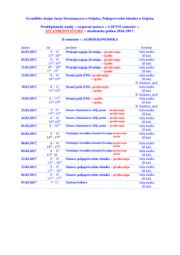 Preddiplomski studij - Izvanredni - Poljoprivredni fakultet u Osijeku