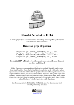 Filmski četvrtak u HDA