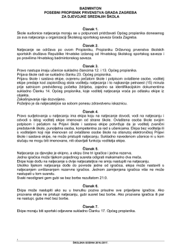 posebni propisnik - &Scaron;kolski sportski savez Grada Zagreba