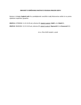 održavanje nastave iz kolegija engleski jezik ii