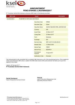 ANNOUNCEMENT PENG-079/KSEI.3.JKU/ISIN/022017